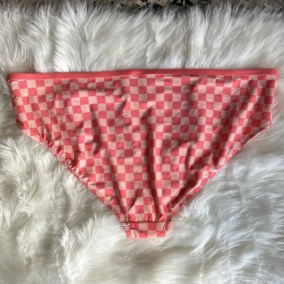 🆕Kona Sol Women’s Bikini Bottom Checkered Coral Pink Color Size 3X - Picture 2 of 10